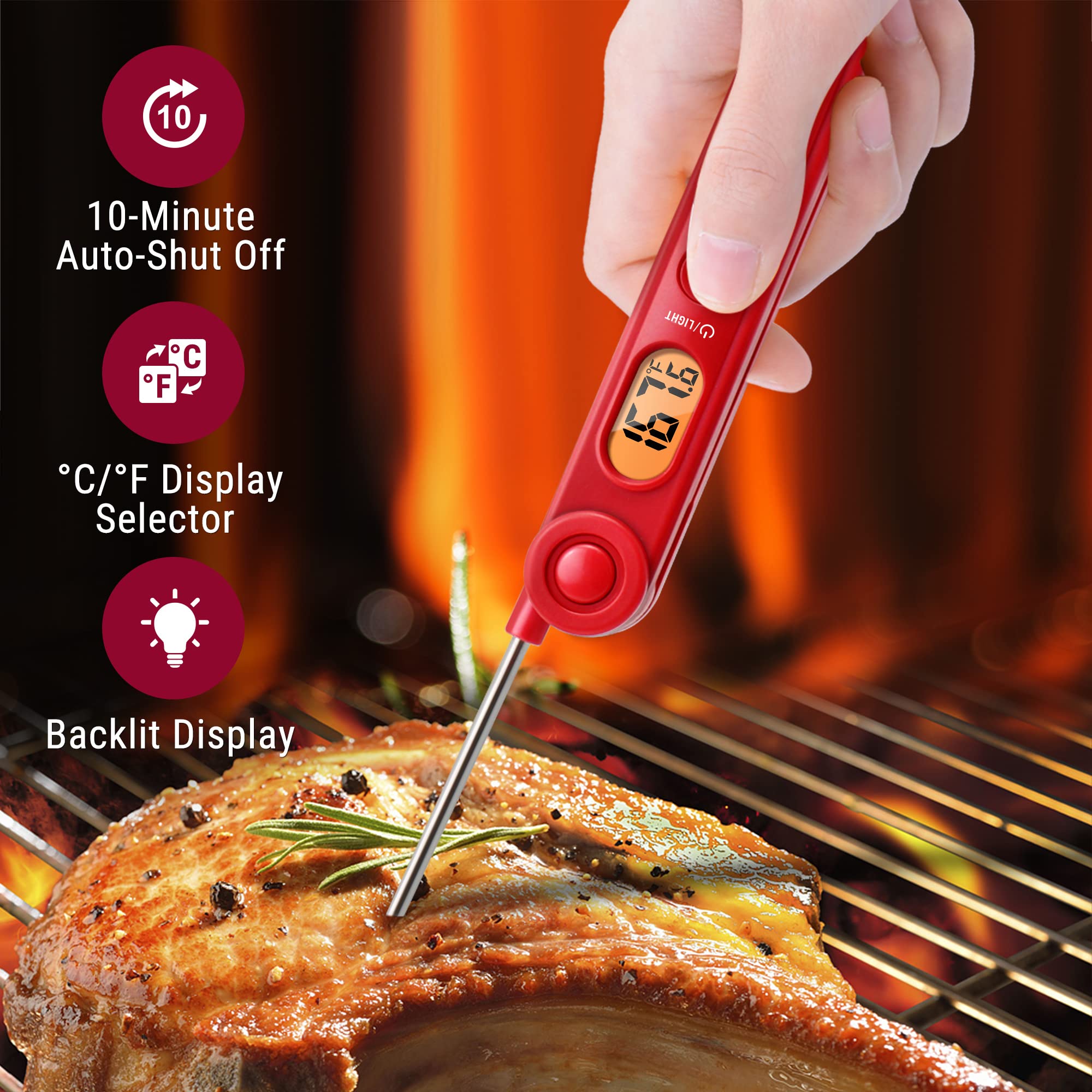 Thermopro Tp-03B Digital Meat Thermometer For Cooking Kitchen Food Candy Instant Read Thermometer With Backlight And Magnet For